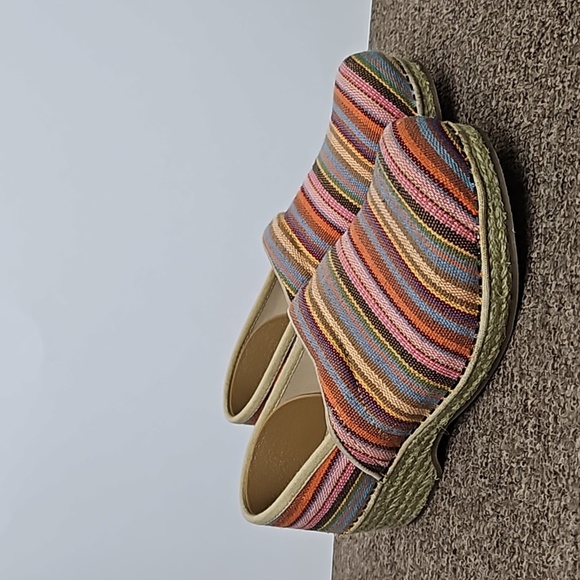 Dansko Vegan Womens 39 Rainbow Striped Woven Jute Mule Clogs Size 10.5 (41l - Picture 1 of 7